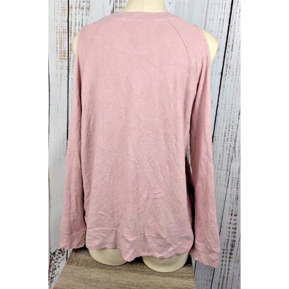 Hippie Rose Juniors' Cold-Shoulder Cozy Sweatshirt Pink Size XL - Picture 4 of 5